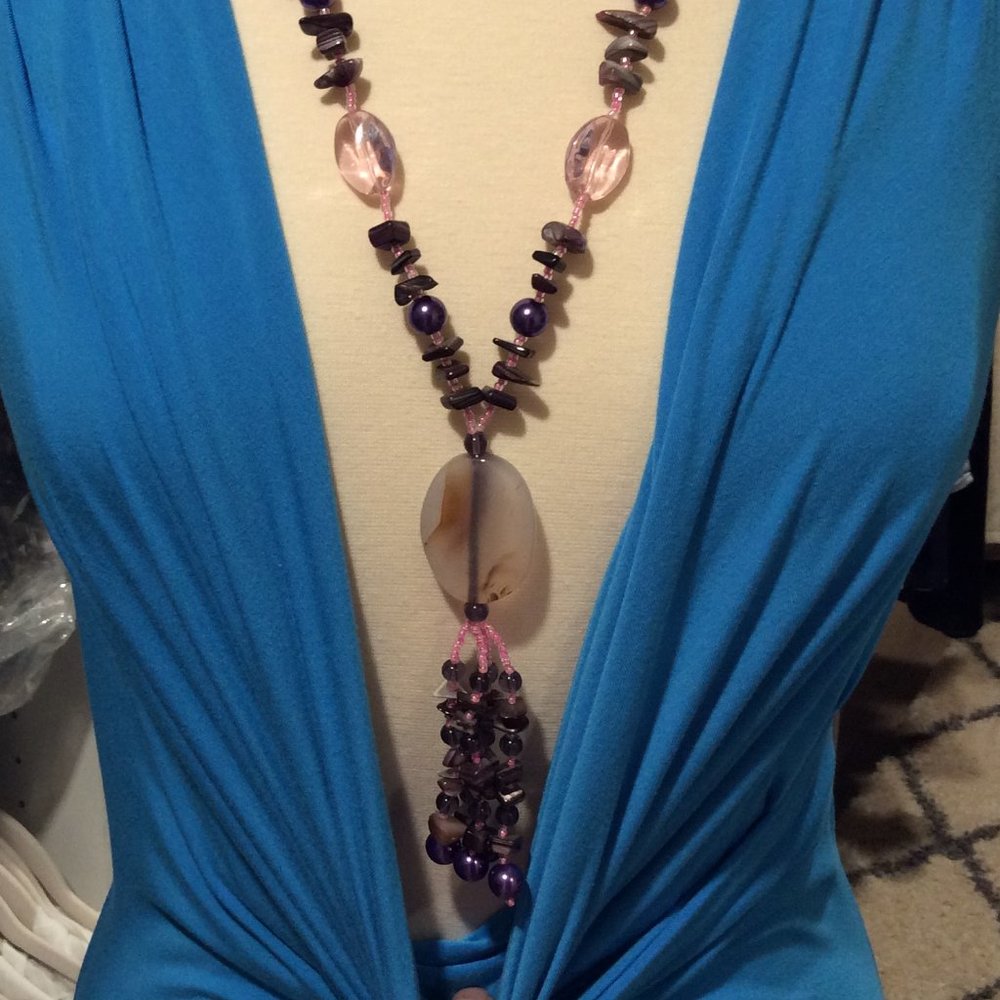 Pink & purple bead necklace
